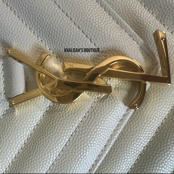 Rare YSL Saint Laurent Monogram Envelope Matelasse Chevron Large Bag MSRP $3,472 - Picture 15 of 17